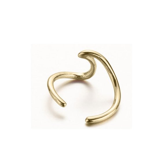 Ocean Wave Ear Cuff Crawler Fake Cartilage Earring in Gold - Picture 4 of 7